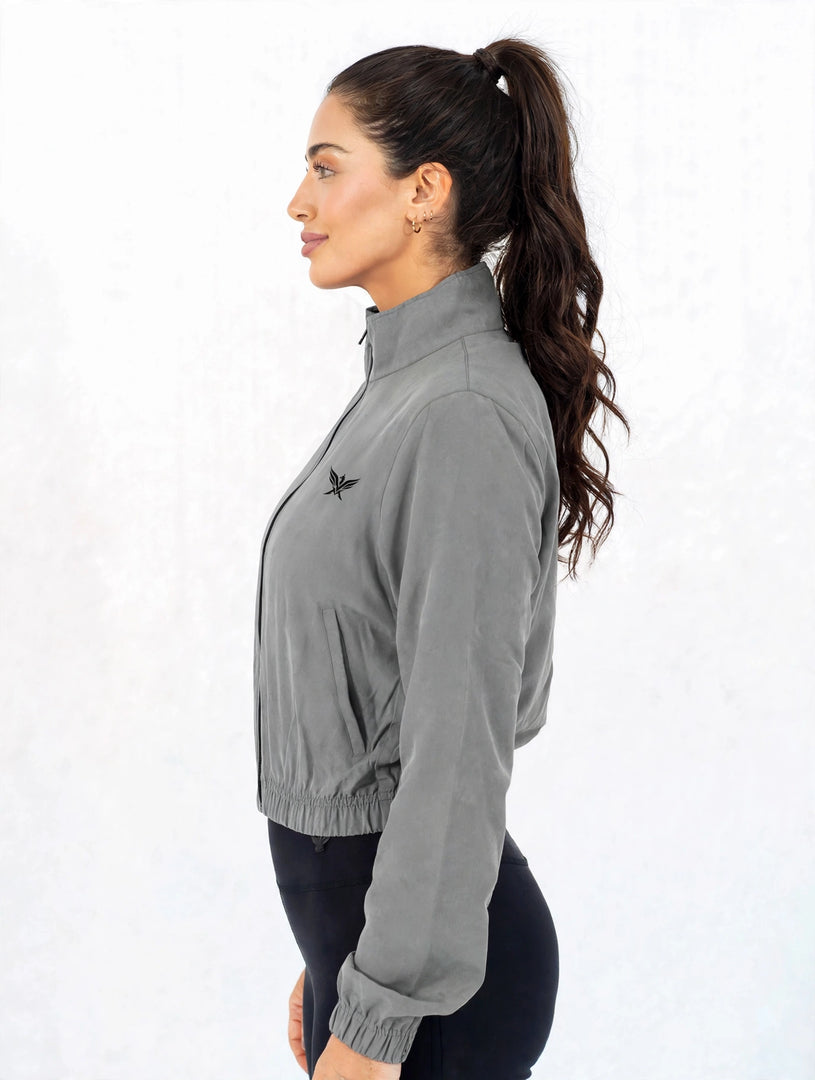 Micro Cropped Zipper In Gray